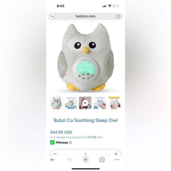 Bubzi Co Soothing Sleep Owl Stuffed Animal Sound Machine Light - Picture 7 of 7